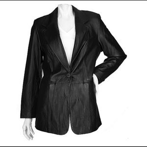 Black Leather Blazer Style Jacket by Denim & Co.
